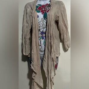 Beige Tier Open Front Cardigan